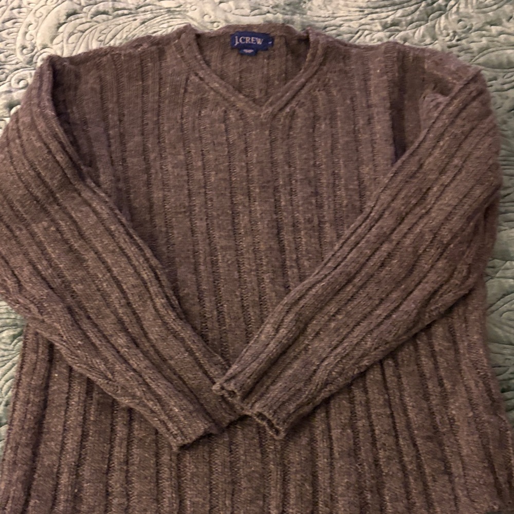 J. Crew Men's Ribbed V-Neck Sweater in Charcoal